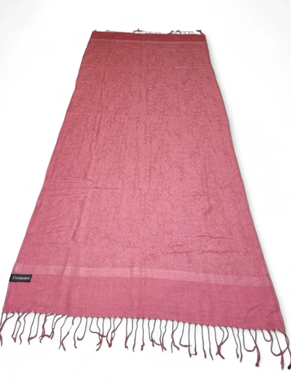 Rose Pink Paisley Pashmina Scarf Wrap Fringe Shawl Light Elegant Evening Stole